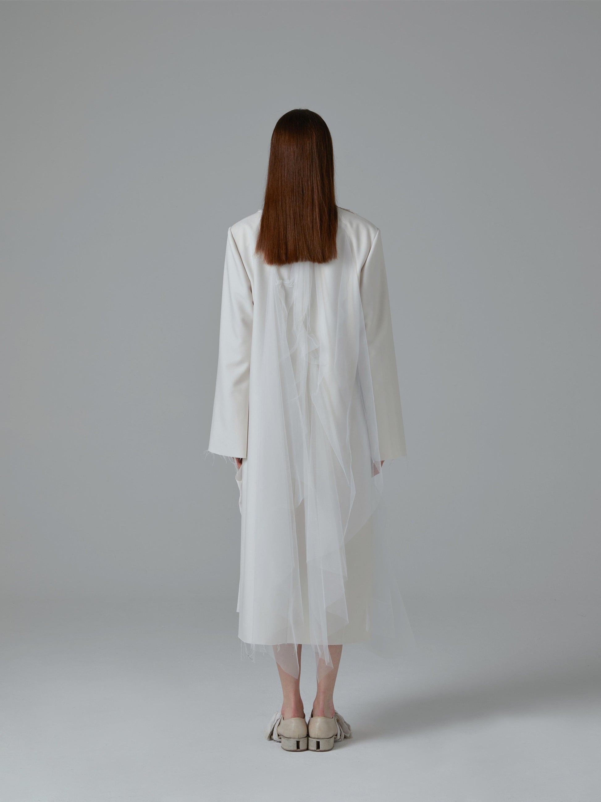 Elywood White Long Suit Jacket back
