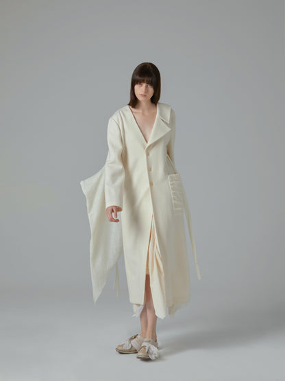 elywood long white wool coat 