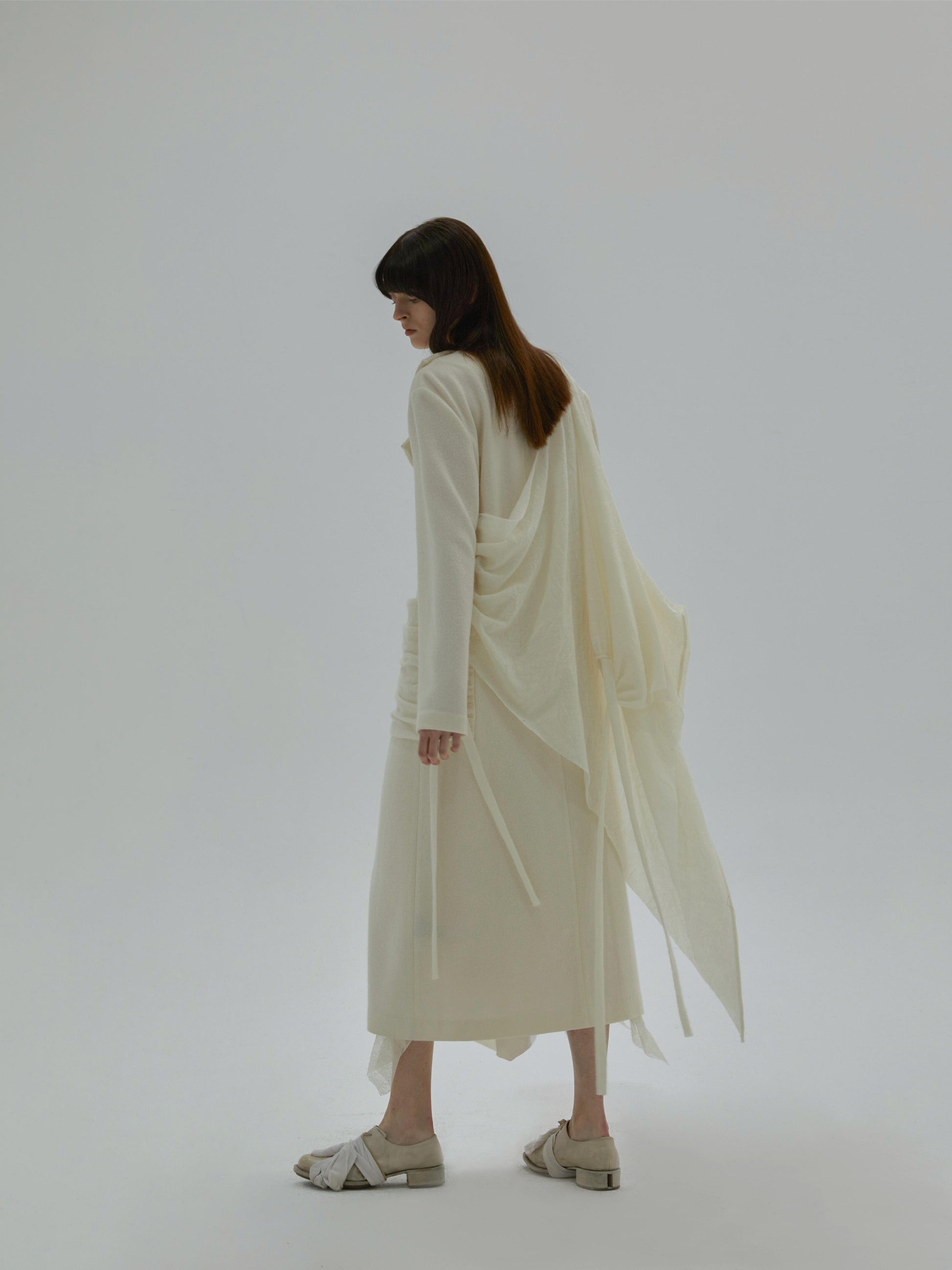 Elywood White Long Wool Coat 3