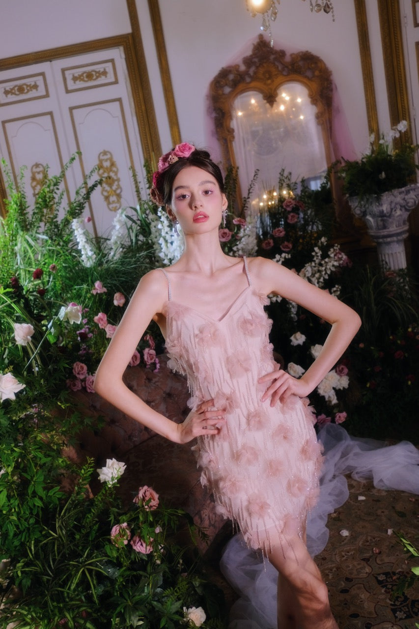 Pink Flower Tassel Dress
