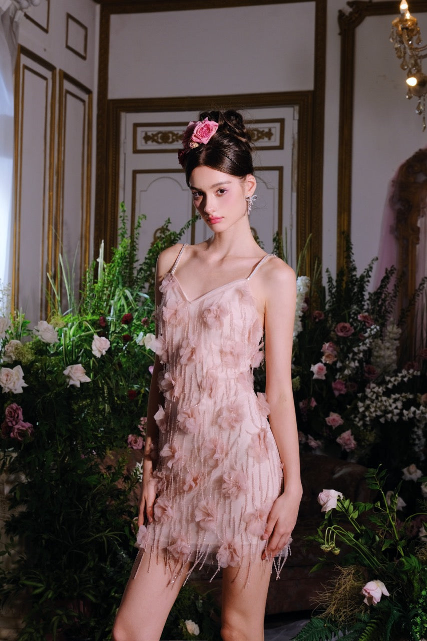 Pink Flower Tassel Dress