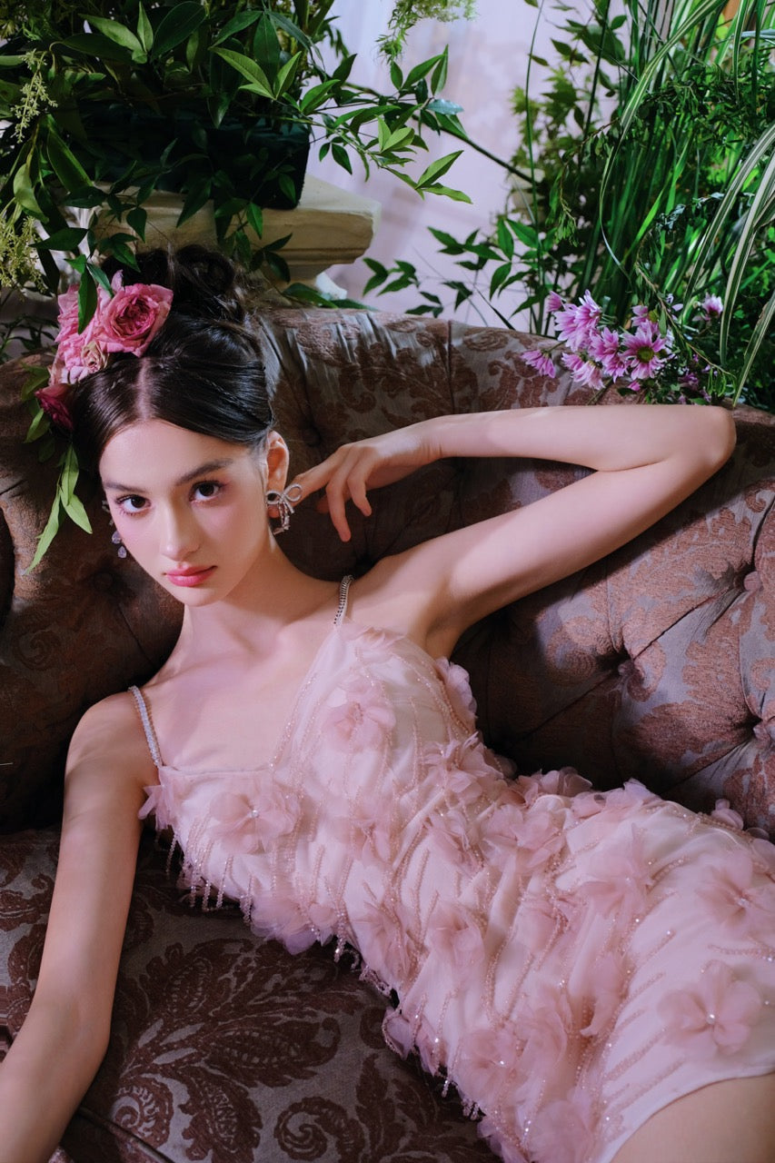 Pink Flower Tassel Dress