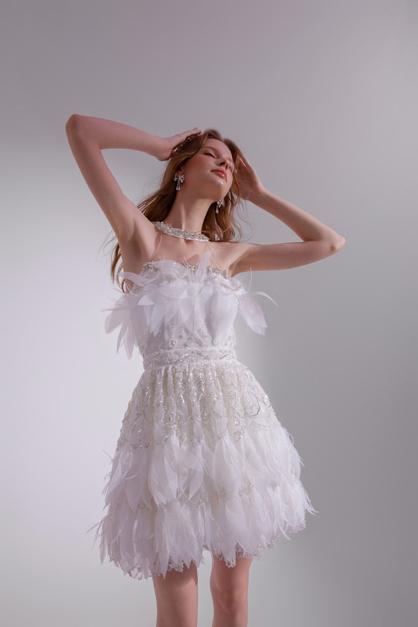 Crystal Beaded Feather Dress