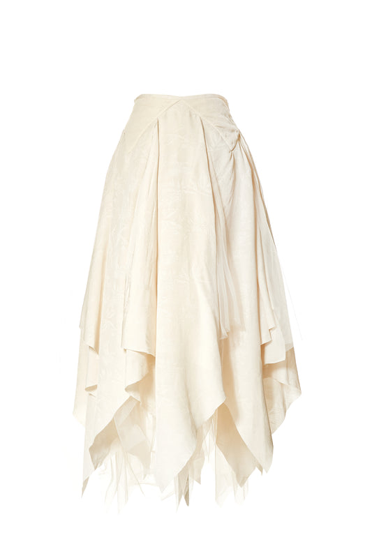 Elywood Layer mid length skirt white beige
