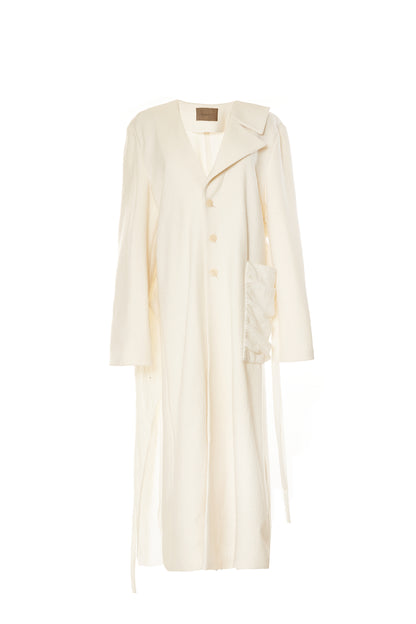 Elywood White Long Wool Coat