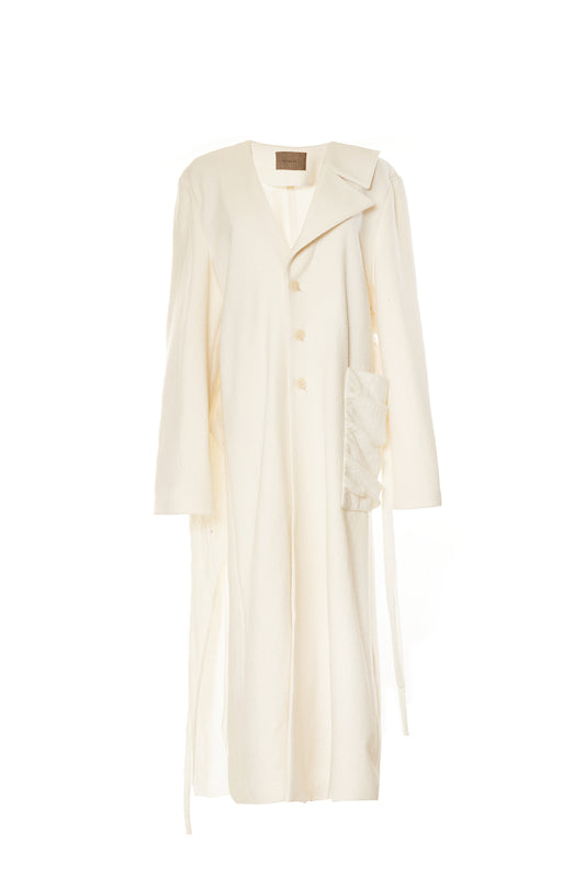 Elywood White Long Wool Coat