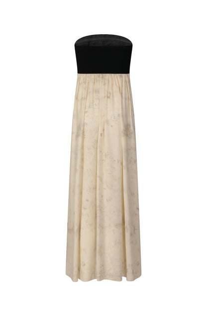 Beige Tube Dress with Black Seam back
