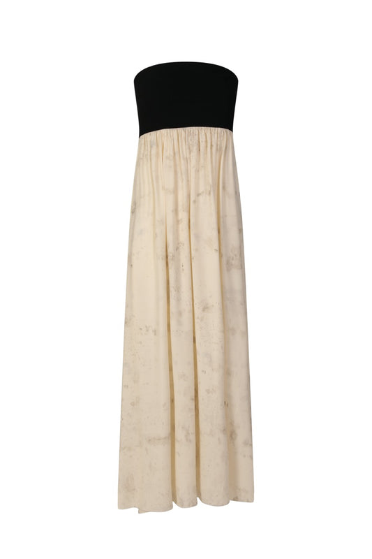 Beige Tube Dress with Black Seam itself