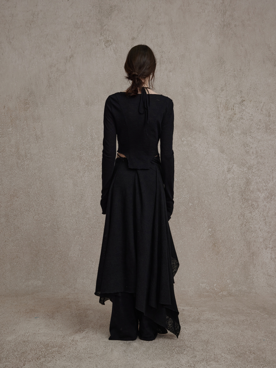 ELYWOOD 24AW Black Wool Maxi Skirt back