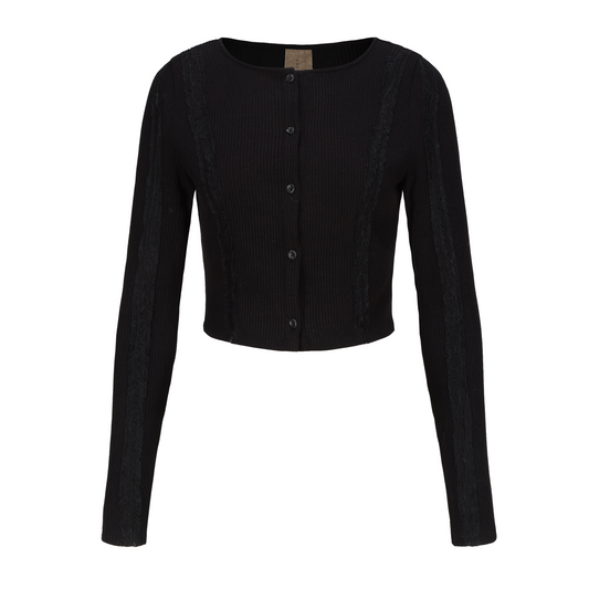 Black Lace Knit Cardigan