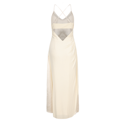 White Knit Cowl Neck Dress