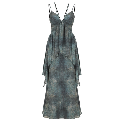 Cyan Ruched Maxi Dress