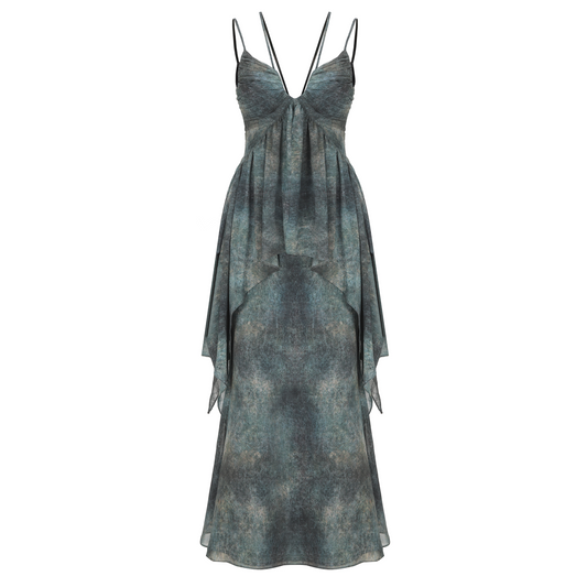 Cyan Ruched Maxi Dress