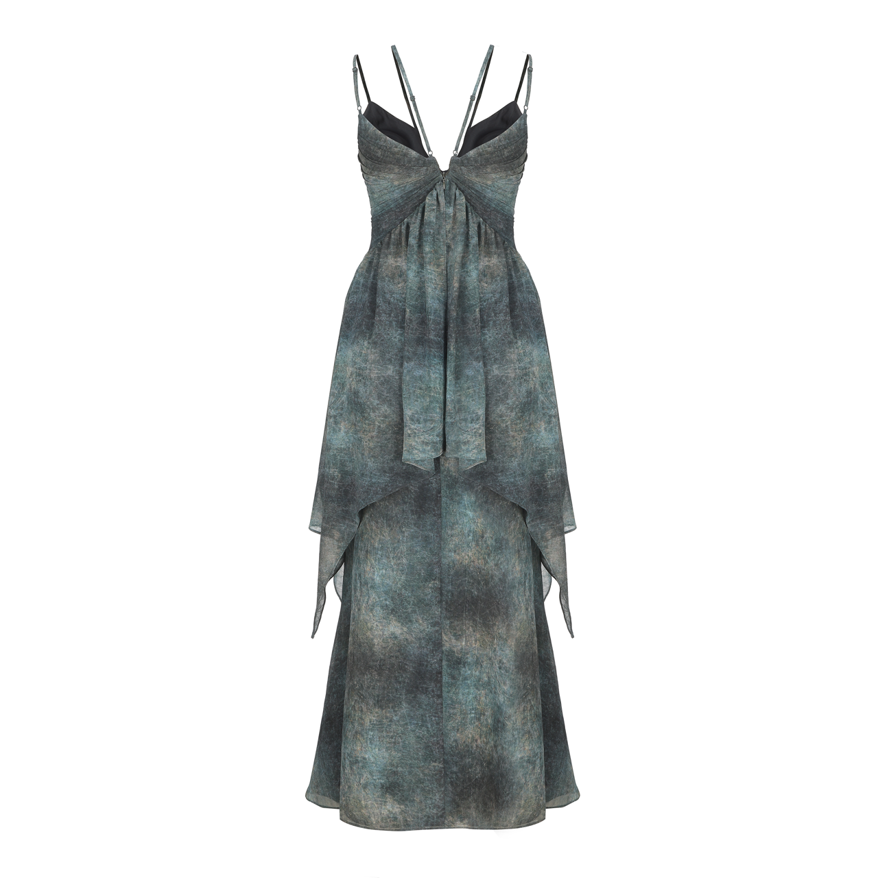 Cyan Ruched Maxi Dress