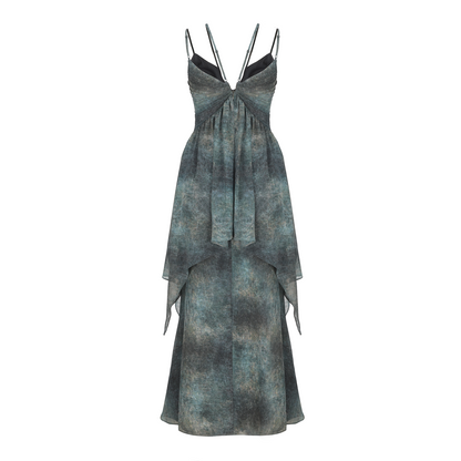 Cyan Ruched Maxi Dress