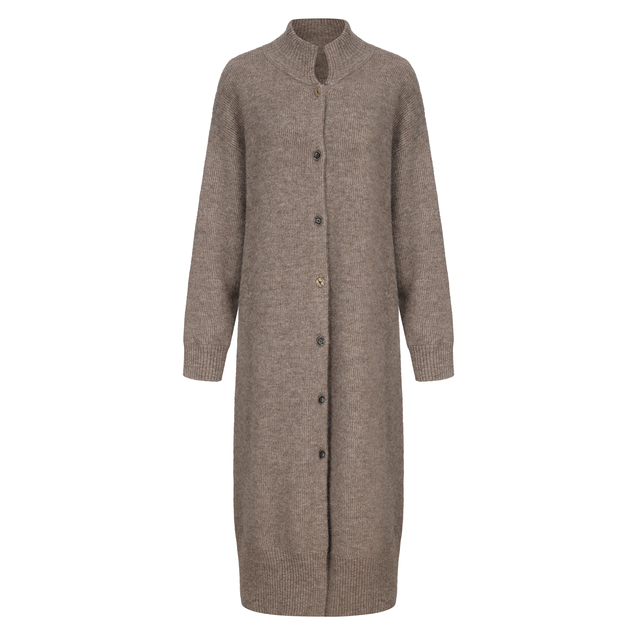 Brown Knit Long Cardigan