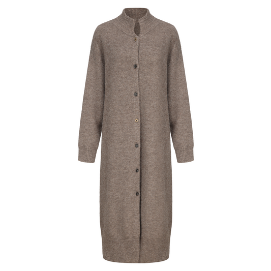 Brown Knit Long Cardigan
