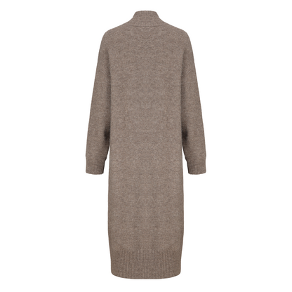 Brown Knit Long Cardigan