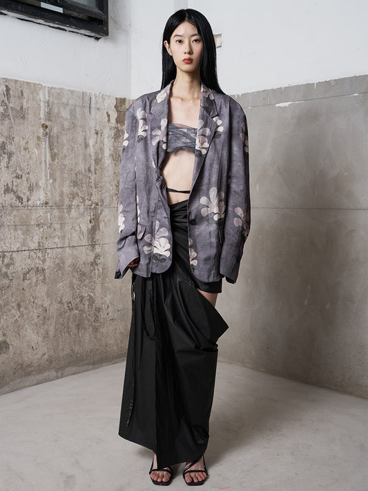 Plant-Dyed Effect Printed Blazer