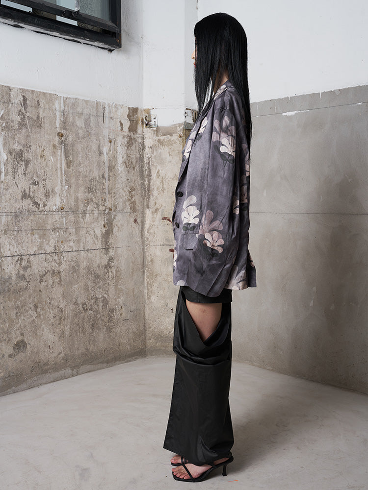 Plant-Dyed Effect Printed Blazer
