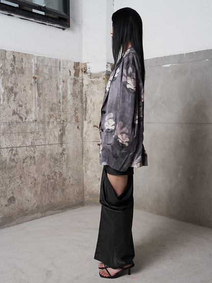 Plant-Dyed Effect Printed Blazer