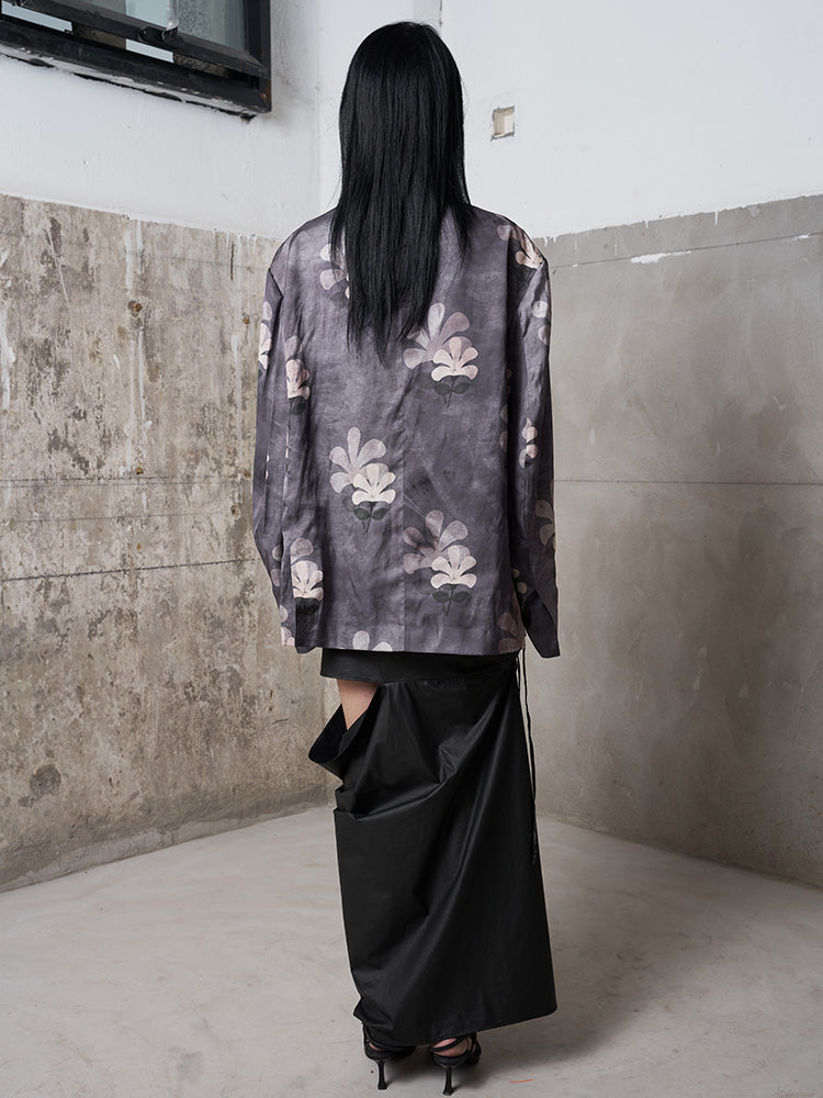 Plant-Dyed Effect Printed Blazer
