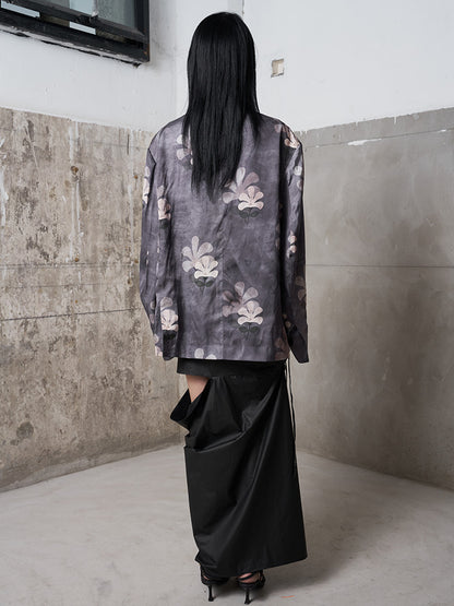 Plant-Dyed Effect Printed Blazer