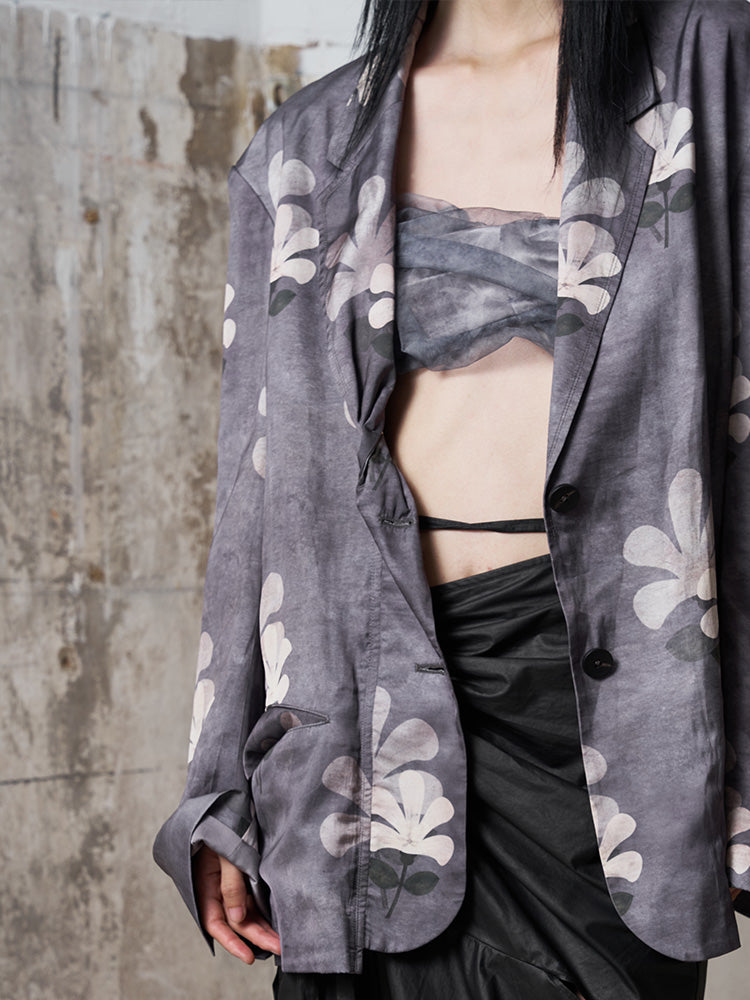 Plant-Dyed Effect Printed Blazer