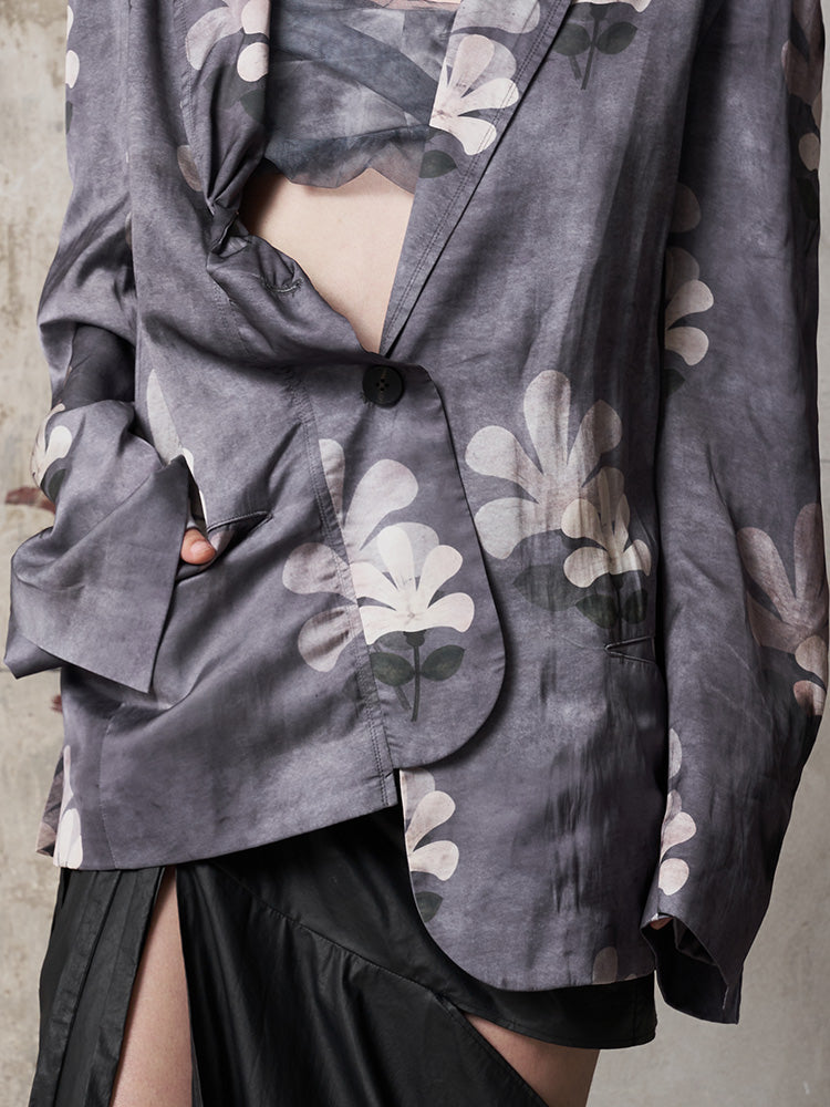 Plant-Dyed Effect Printed Blazer