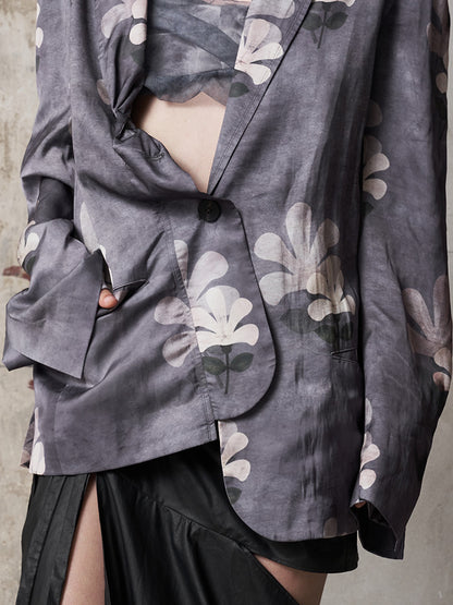 Plant-Dyed Effect Printed Blazer
