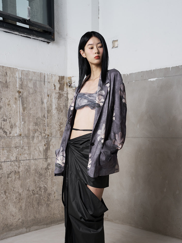 Plant-Dyed Effect Printed Blazer