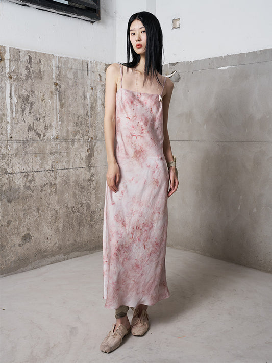 Butterfly Printed Pink Midi Dress