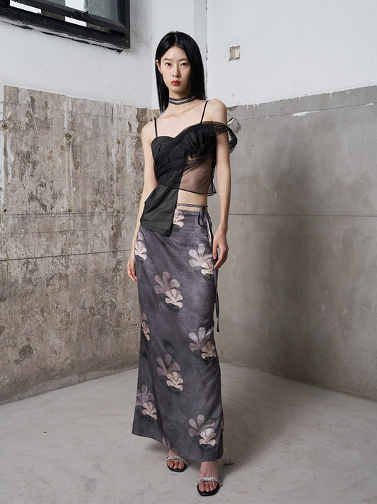 Plum Blossom Printed Skirt