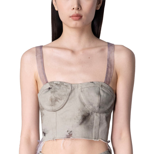Plant-Dyed Effect Denim Bustier