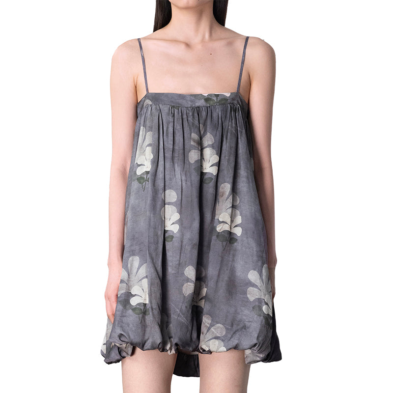 Plant-Dyed Effect Floral Mini Dress