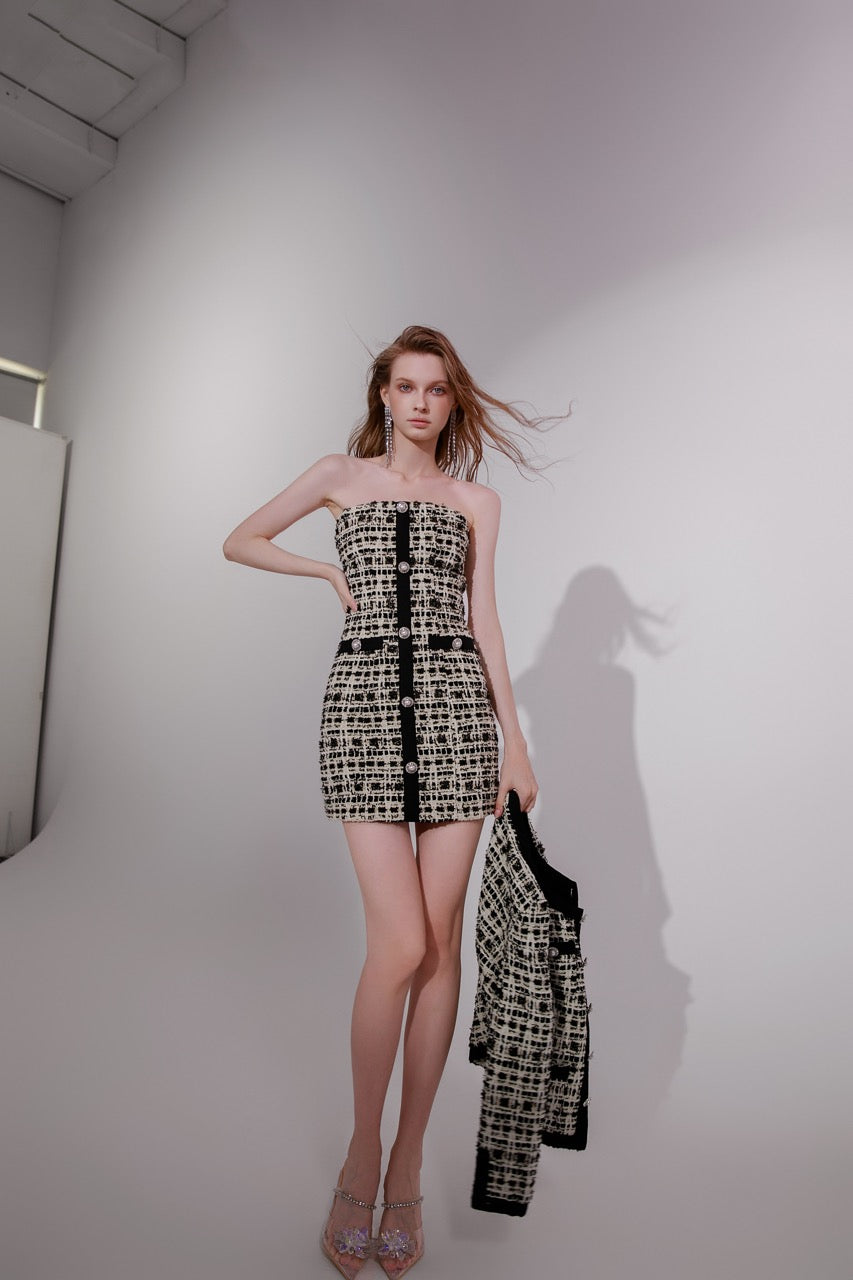 wardrobes by chen tweed mini dress