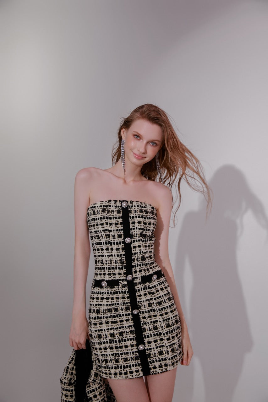 wardrobes by chen mini tweed dress in detail