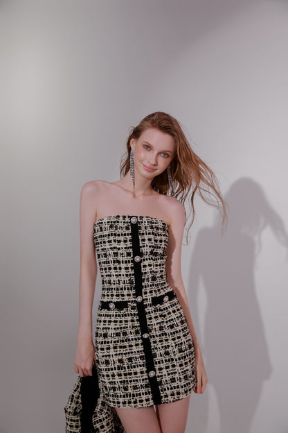 wardrobes by chen mini tweed dress in detail
