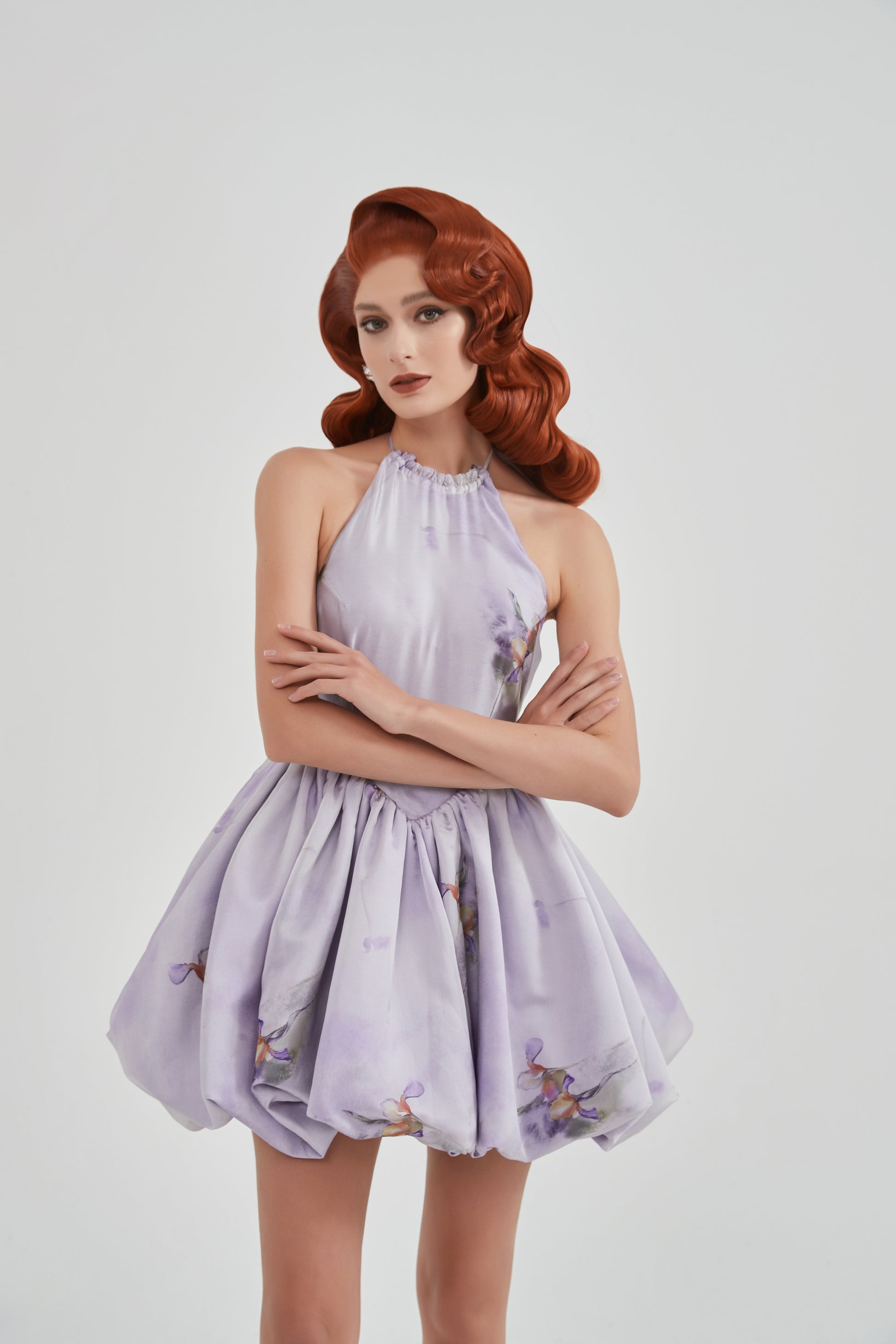 CallRinDuck halter mini dress purple front