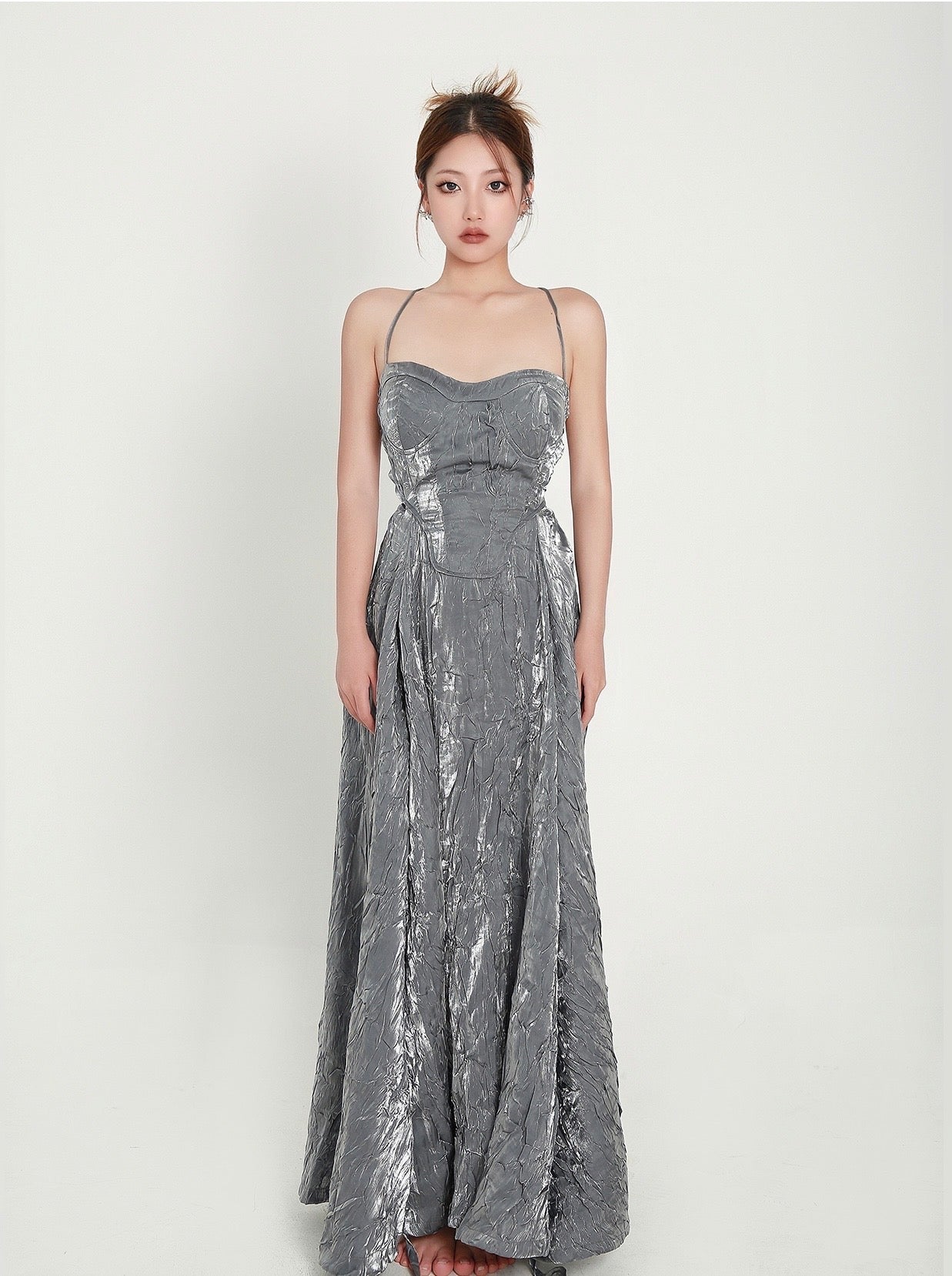 silver midi dress crow crew nick wang party