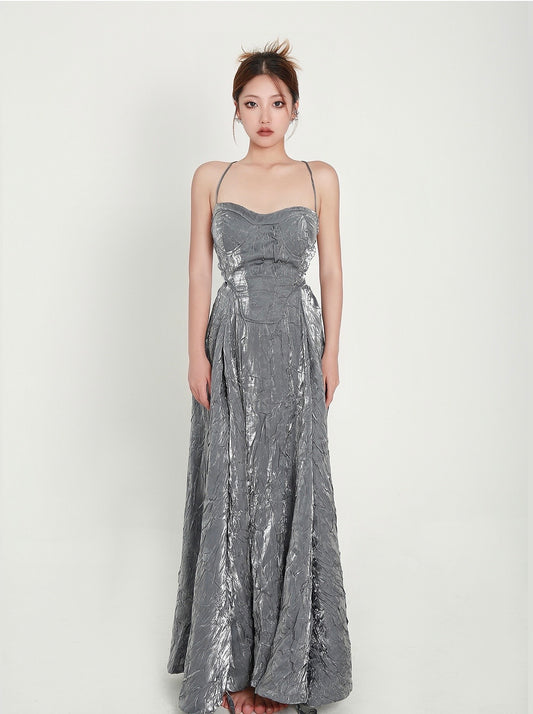 silver midi dress crow crew nick wang party
