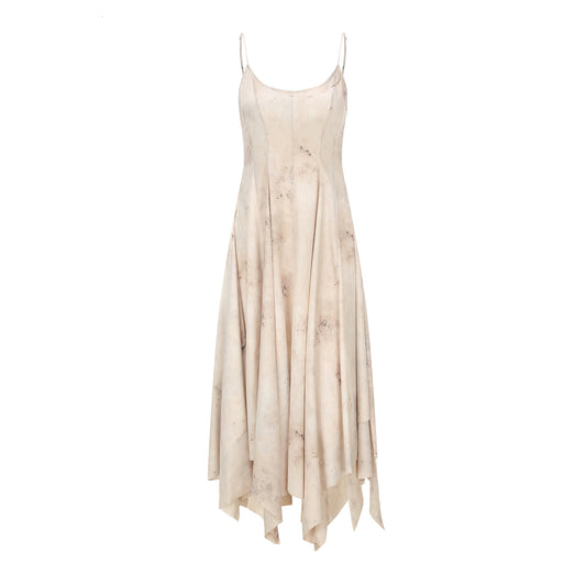 Beige Print Split Camisole Dress