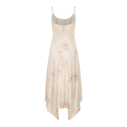 Beige Print Split Camisole Dress