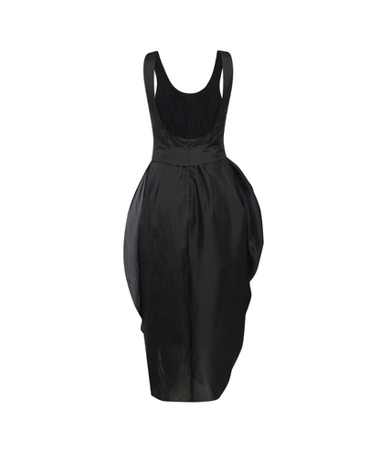 CrowCrew acetate black midi dress _2