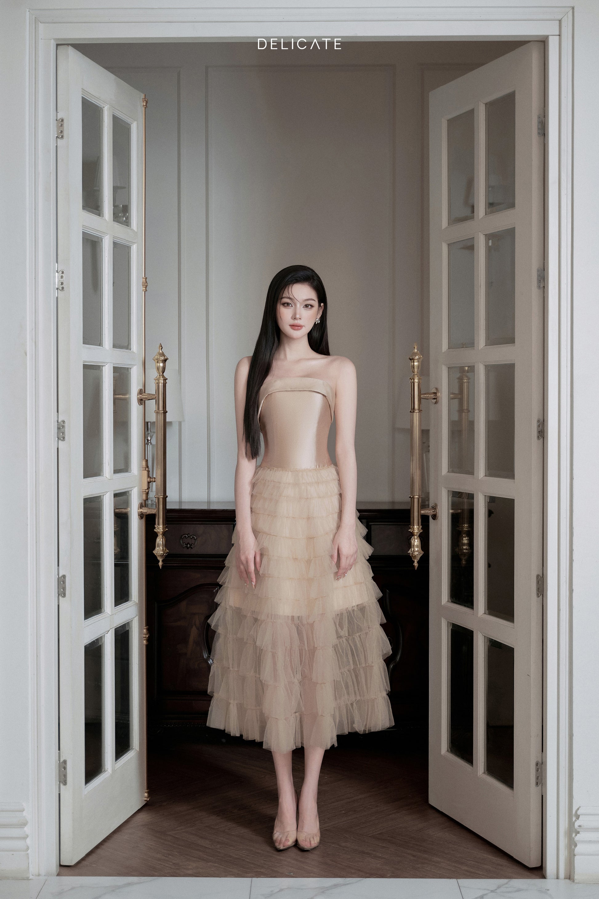 Delicate Layer Tulle Dress Gown Champagne 2