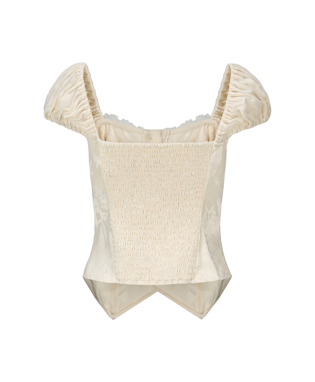Beige Frill Trim Top
