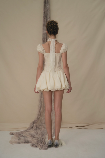 Beige Frill Trim Top