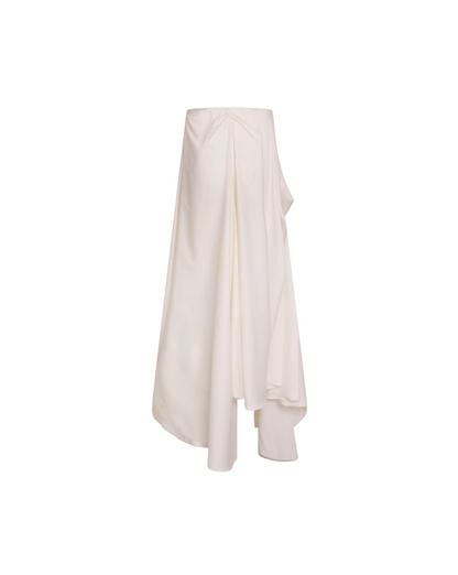 Elywood White Drape Midi Skirt _back