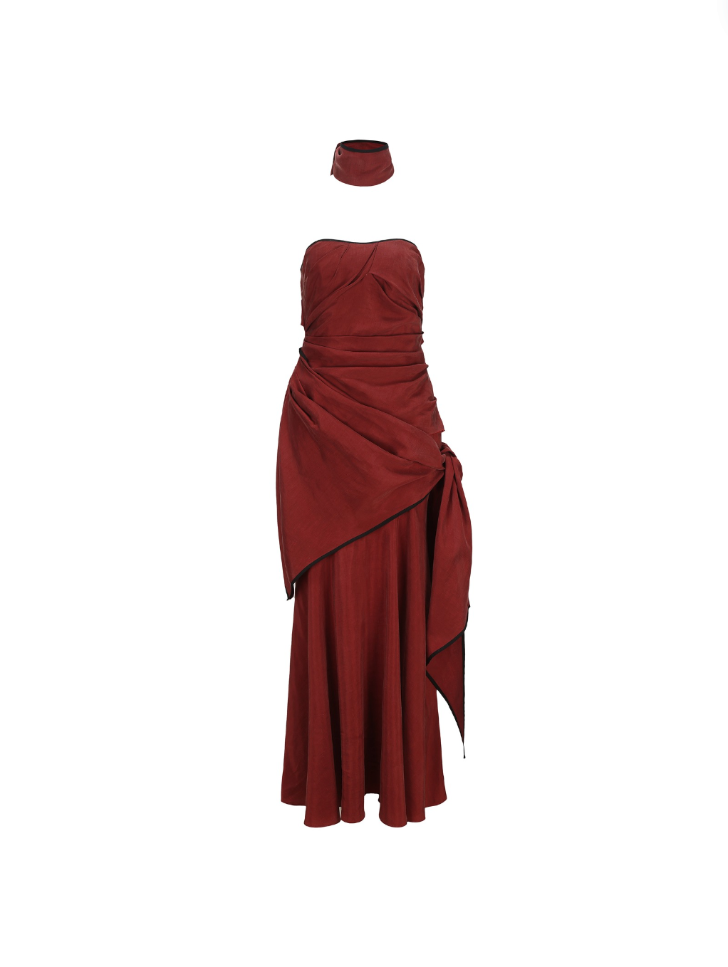 Crimson Knot Tube Dress