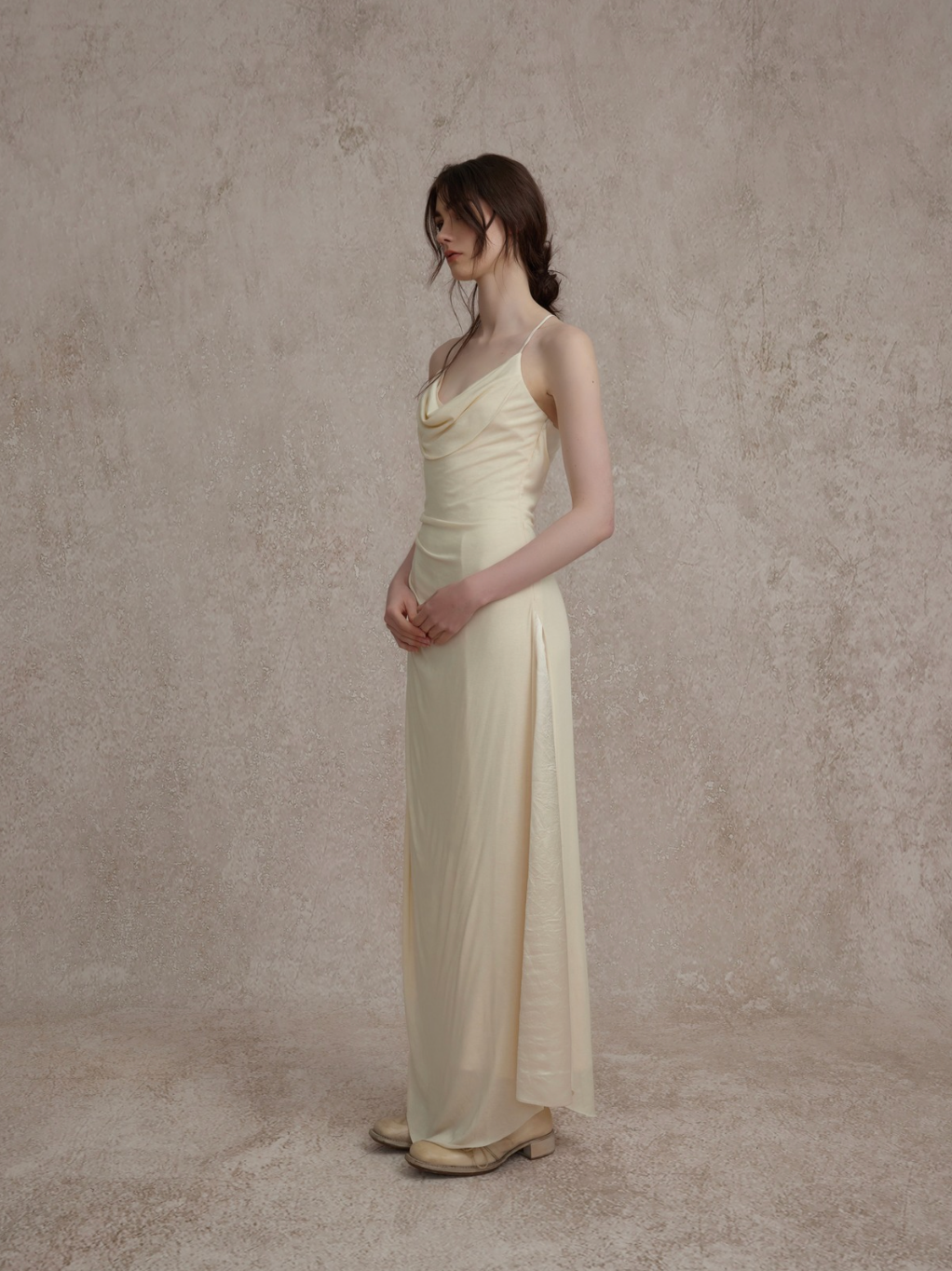 Elywood White Cowl Neck Maxi Dress side